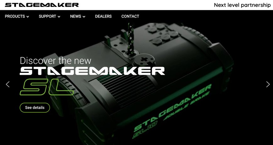 A renewed website for STAGEMAKER lifting equipment for the entertainment sector